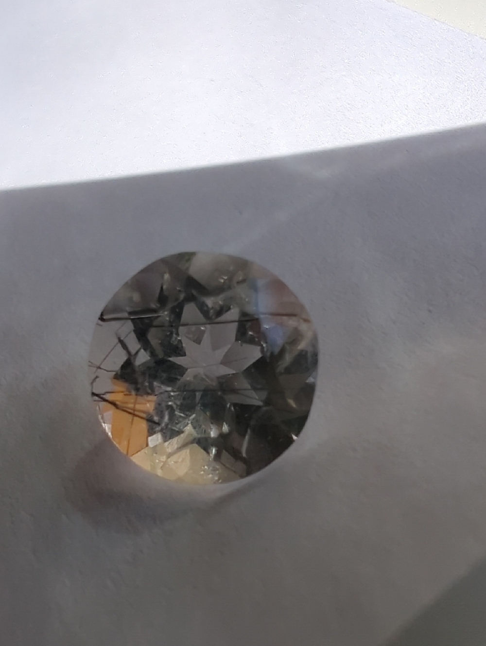 Rutilated Quartz 1.7 Carat Round Faceted Loose Gemstone - Picture 8 of 15